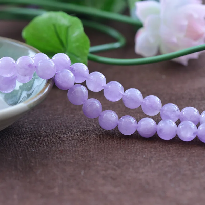 Joanlyn Grade AAA Natural Light Purple Jade Bead Lavender Color Jade NOT Dyed 6mm-14mm Smooth Polished Round 15 Inch Strand JA11