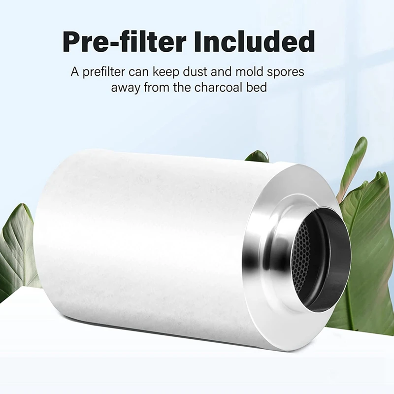 4 Inch Air Carbon Filter Odor Control, Reversible Flange, Pre-Filter Included, Smelliness Scrubber for Grow Tent Rooms