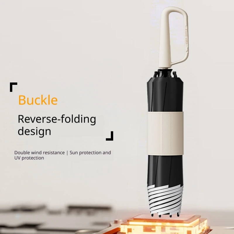 Storm Resistant Portable Manual Folding Umbrella with Reverse Design Sun Shading All-Weather Buckle Sunshade Umbrella