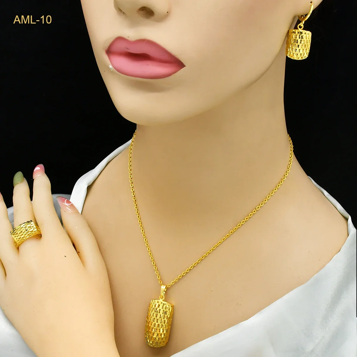 XUHUANG Dubai 24k Gold Color Necklace Sets for Women Ethiopian African Bridal Pendant Jewelry Set Indian Jewellery Party Gifts