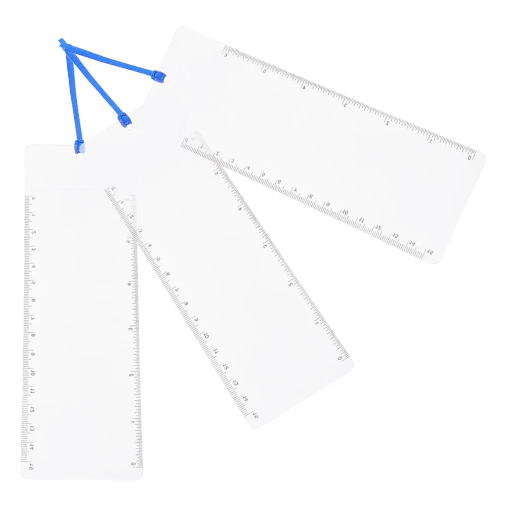

3Pcs Bookmark Magnifying Card 3x Portable PVC Ruler Lightweight Flat Magnifier for Reading Small Text Maps Labels