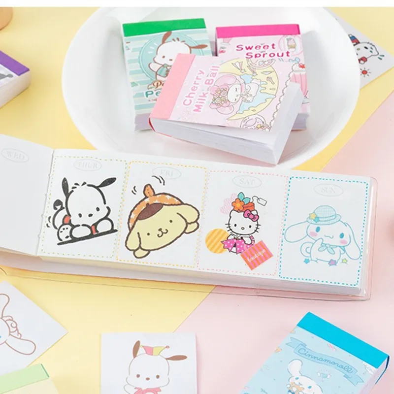 Sanrio Hello Kitty Cinnamoroll Stickers Book Kuromi Kids Mini Sticker Decorative Hand Account Laptop Stationery Decals