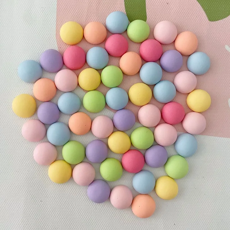 30Pcs Mini -colour Round Bean Resin DIY Icebox Shoes Hat Barrette Mobile Phone Case Decoration Cream Glue Flat Back Patch