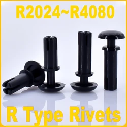 R2024~R4080 Black Nylon R Type Rivets Push-type Plastic Letter Rivet Clip Expansion For Computer PCB PC Board Motherboard Fixing