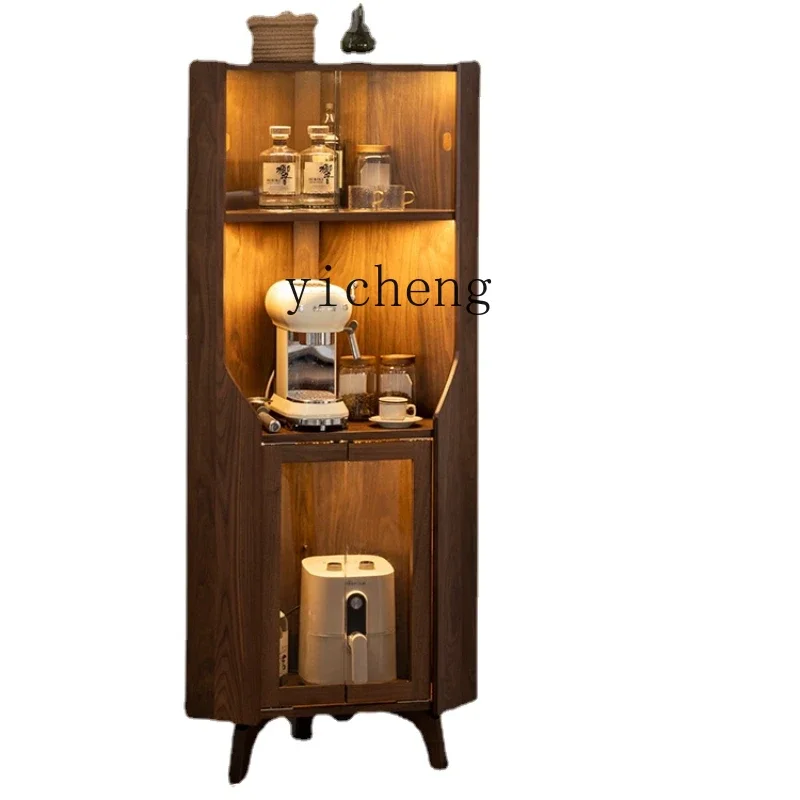 

Xl Simple Living Room Black Walnut Solid Wood Triangle Corner Cabinet Locker