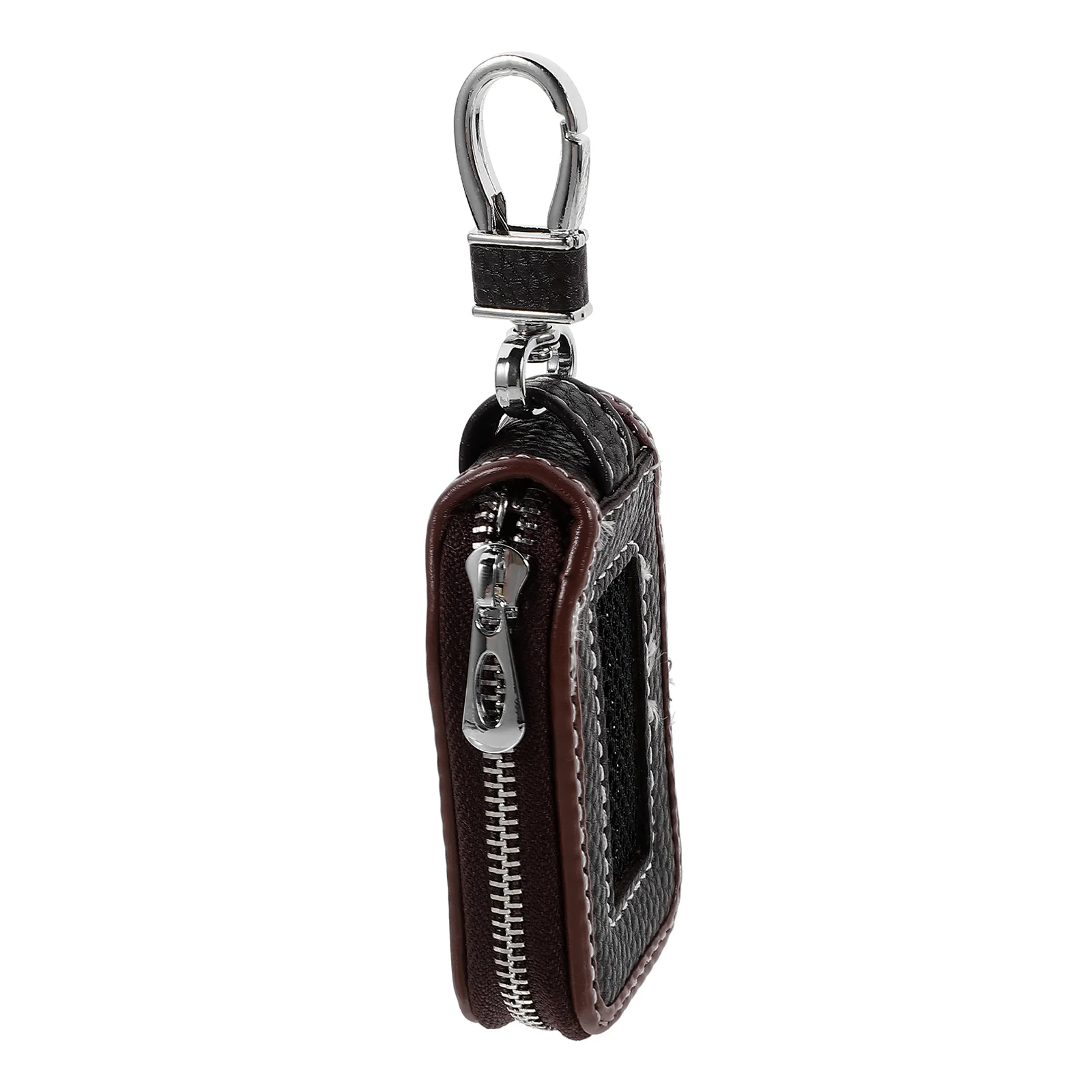 

Car Key Bag PU Zipper Keychain Holder Brown Black Small Storage Pouch Key Organizer Automotive Accessory