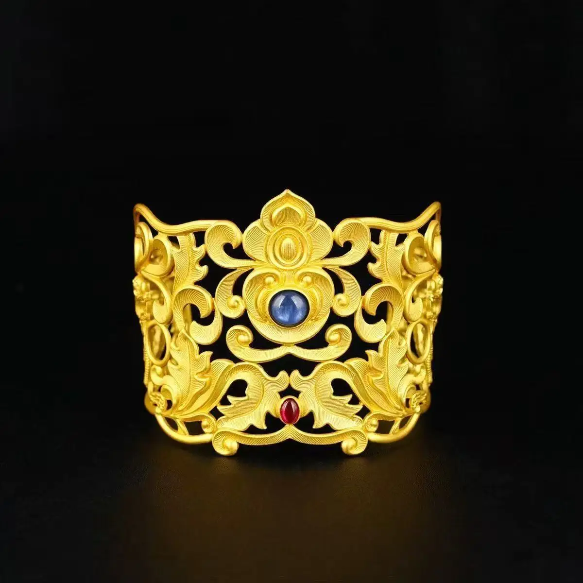 Retro Gold Plated Chinese Hanfu Dragon Pattern Hair Crown Unisex Ancient Costume Ponytail Holder Headwear For Cosplay Daily Wear
