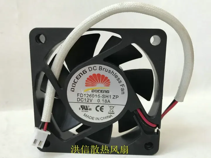 

DOCENG FD126015-SH1 DC 12V 0.18A 60x60x15mm 2-Wire 60mm Cooling Fan