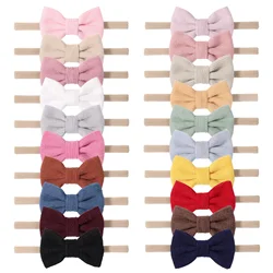 Solid Color Kids Bows Headband for Baby Girl Cute Handmade Knitted Bowknot Children Hair Ties Headwear Hair Accessory