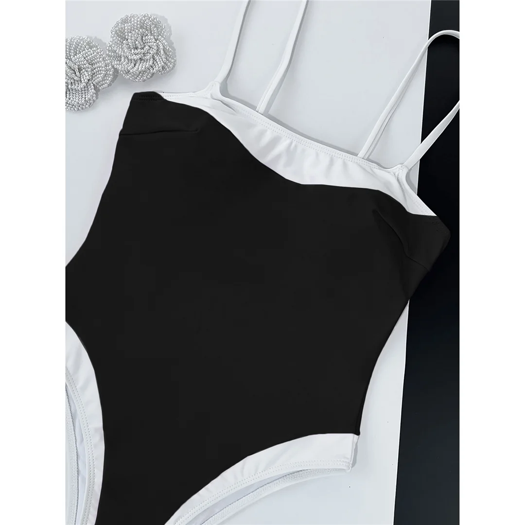 2026 Farbblock-Badeanzug, einteilig, für Damen, mit hohem Beinausschnitt, Monokini, gepolstert, Badeanzug, Badebekleidung, V8387 – Detail 7