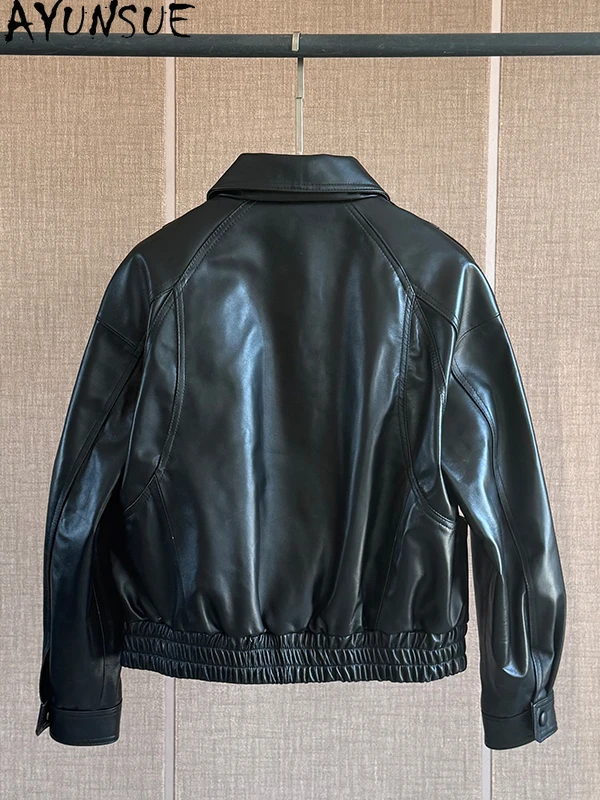 AYUNSUE 100% Echtem Schaffell frauen Jacke 2025 Herbst Elastische Taille Leder Jacke Frau Kleidung Hohe Qualität Abrigo Mujer