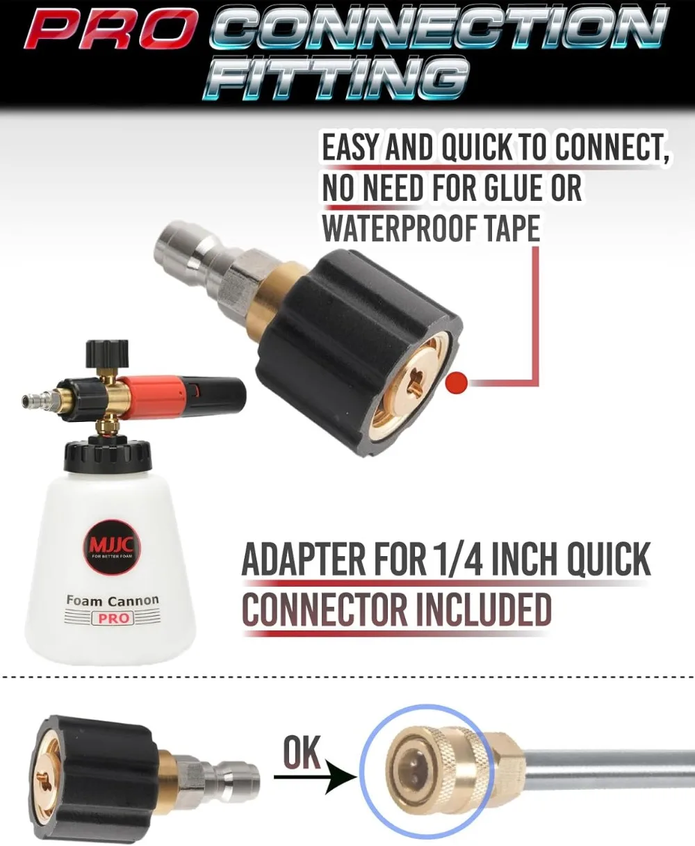 Foam Cannon Pro V2.0 with Thicker Snow Foam Technology, 1/4 Inch Quick Connector for Pressure Washer, 40 oz Bottle