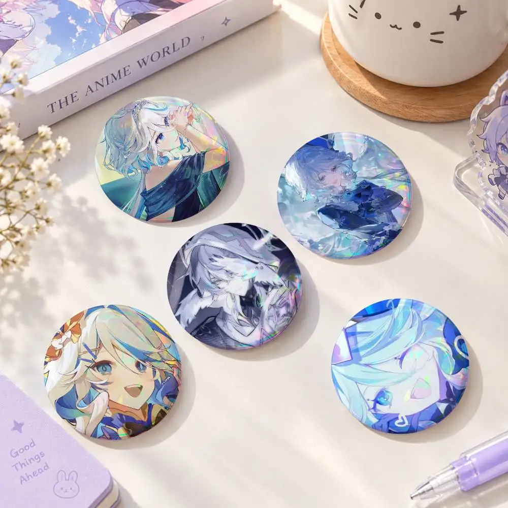 F-furina-a Creative Round Button Pins Badge Set Cartoon Anime Movie Music Pattern Brooches For Bags Jackets
