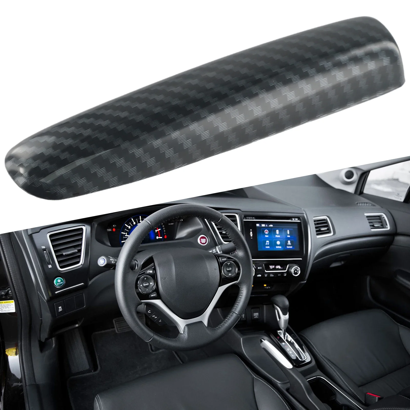 Carbon Fiber Style Interior Trim For Shifter And Hand Brake Compatible With For Honda For Civic 2012 2015 9th Generation ABS