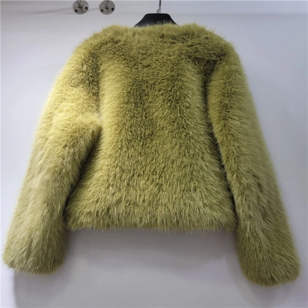 GALCAUR الأخضر تقسم الفراء أساسيات سترة الإناث الخامس الرقبة طويلة الأكمام فضفاضة الكورية سترات نسائية غير رسمية الخريف نمط موضة جديدة