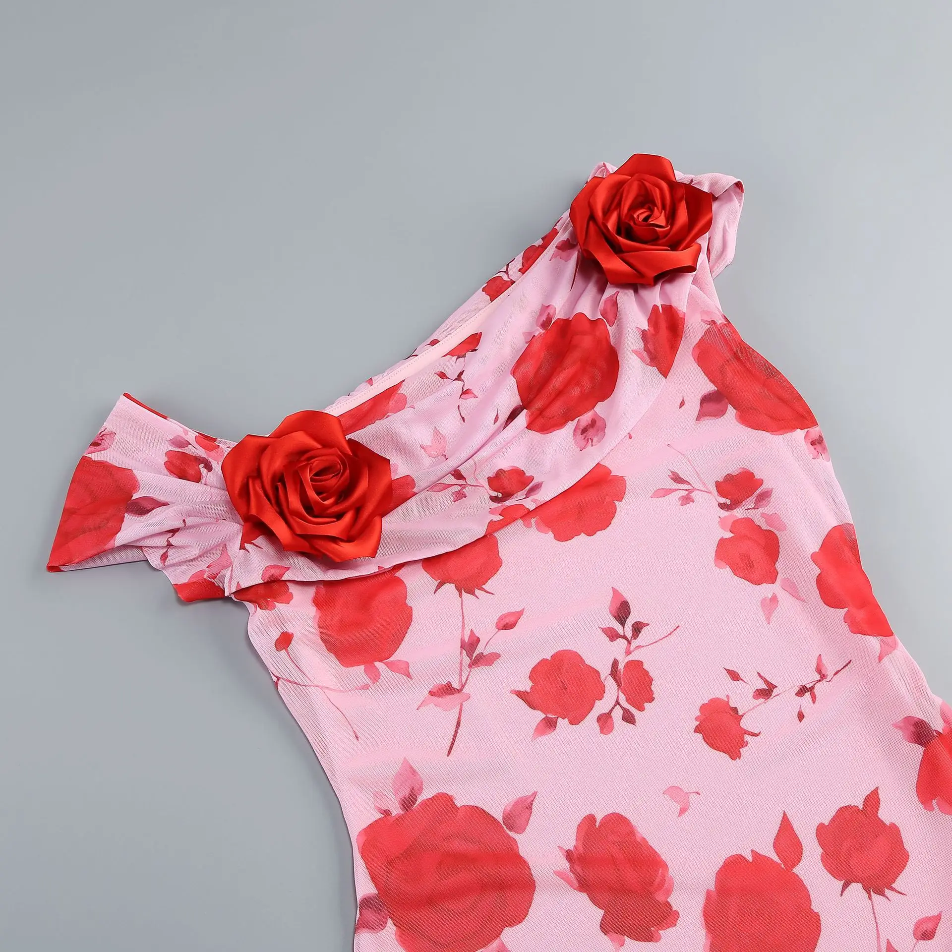 2025 Women Celebrity Sexy One Shoulder 3D Flowers Ruffles Black Dress Elegant Evening Party Club Vestido