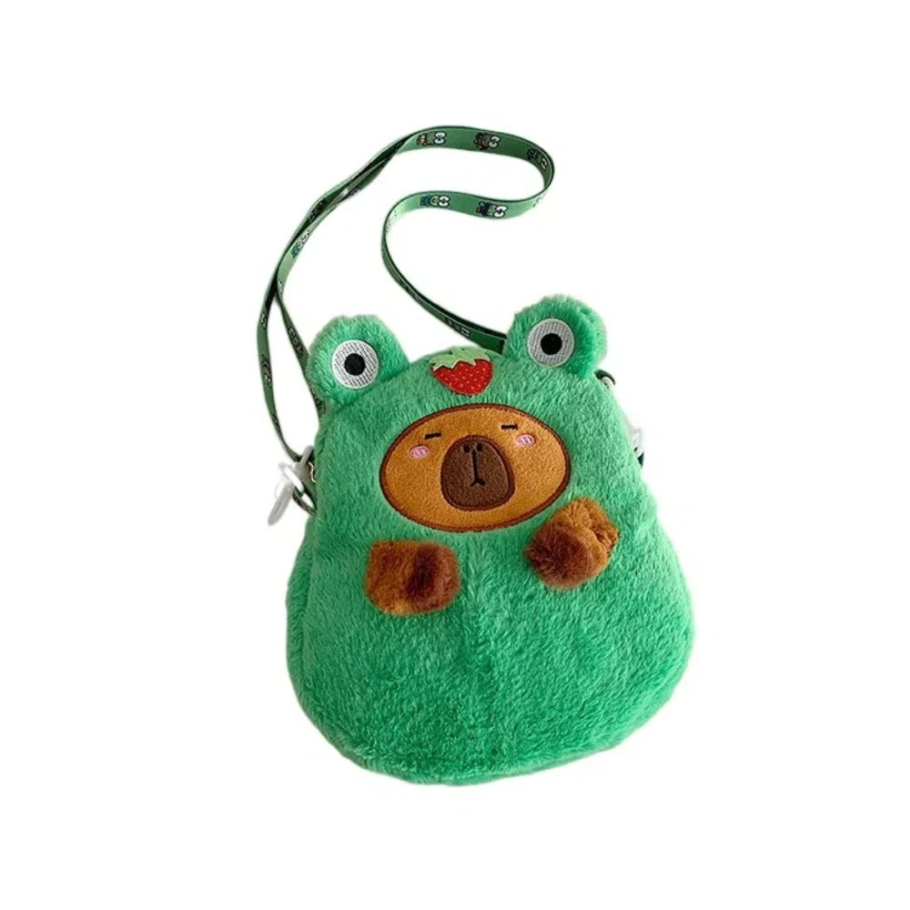 

Simple Large Capacity Capybara Crossbody Bag Plush Doll Cute Cartoon Phone Bag Portable Soft Single Shoulder Bag Girls