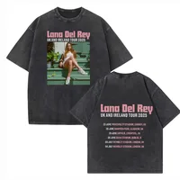 Lana Del Rey Reino Unido y Irlanda Estadio Tour 2025 Camiseta lavada Camisetas de algodón de manga corta con cuello redondo vintage