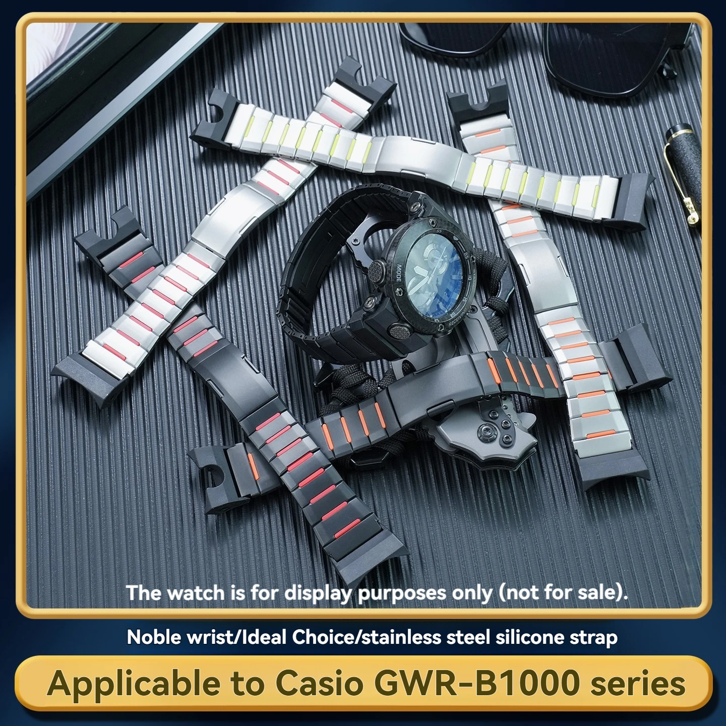 The steel strap is suitable for Casio G-SHOCK 5588 GWR-B1000 metal modified stainless steel watch strap for men