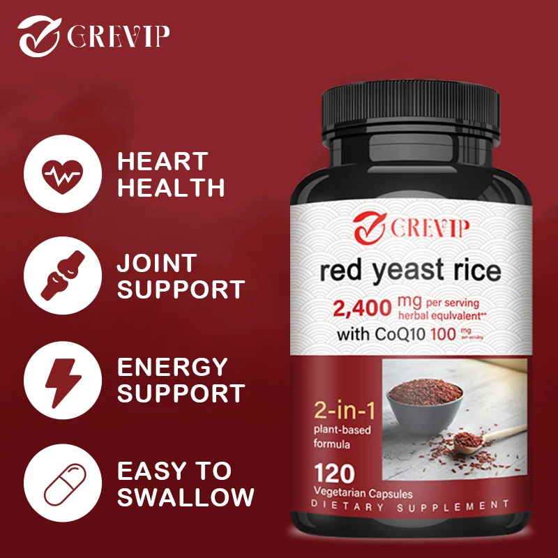 Red Yeast Rice Capsules - Benefits Cardiovascular Blood Circulation, Heart Health and Energy Production