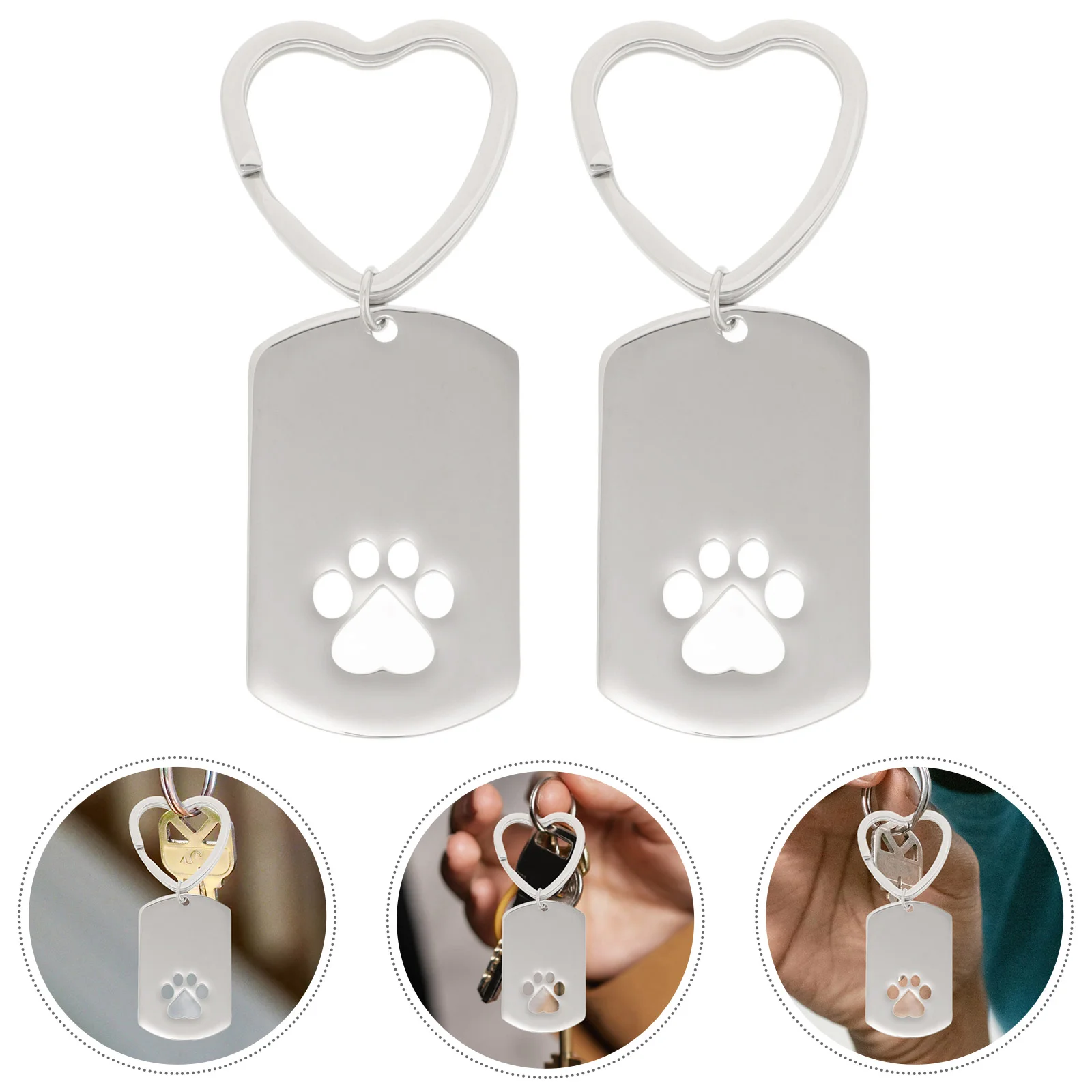 Porte-clés miroir en acier inoxydable 304 pour collier de chien, urne pour animal de compagnie, bijoux, étiquette, mémorial, porte-cendres, 2 pièces