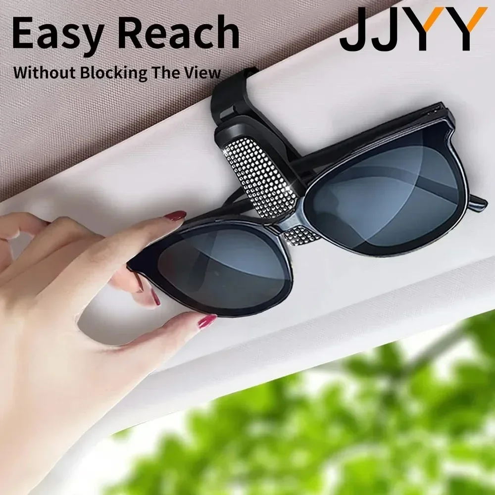 STONEGO Car Sun Visor Glasses Sunglasses Ticket Receipt Card Rhinestone Clip Mini Storage Holder Vehicle Car Glasses Holder