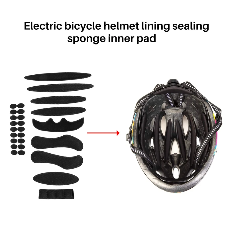 Set bantalan spons pengganti sepeda, 2 pak bantalan helm Universal untuk helm sepeda motor, HITAM