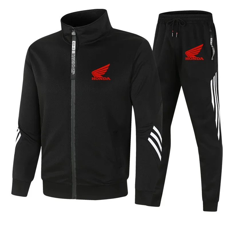 

Honda Racing Red Wing Logo Men's Suit Casual Outdoor Sports Zipper Sweatshirt Striped Suit Spring Men's Motorcycle Riding Jacket