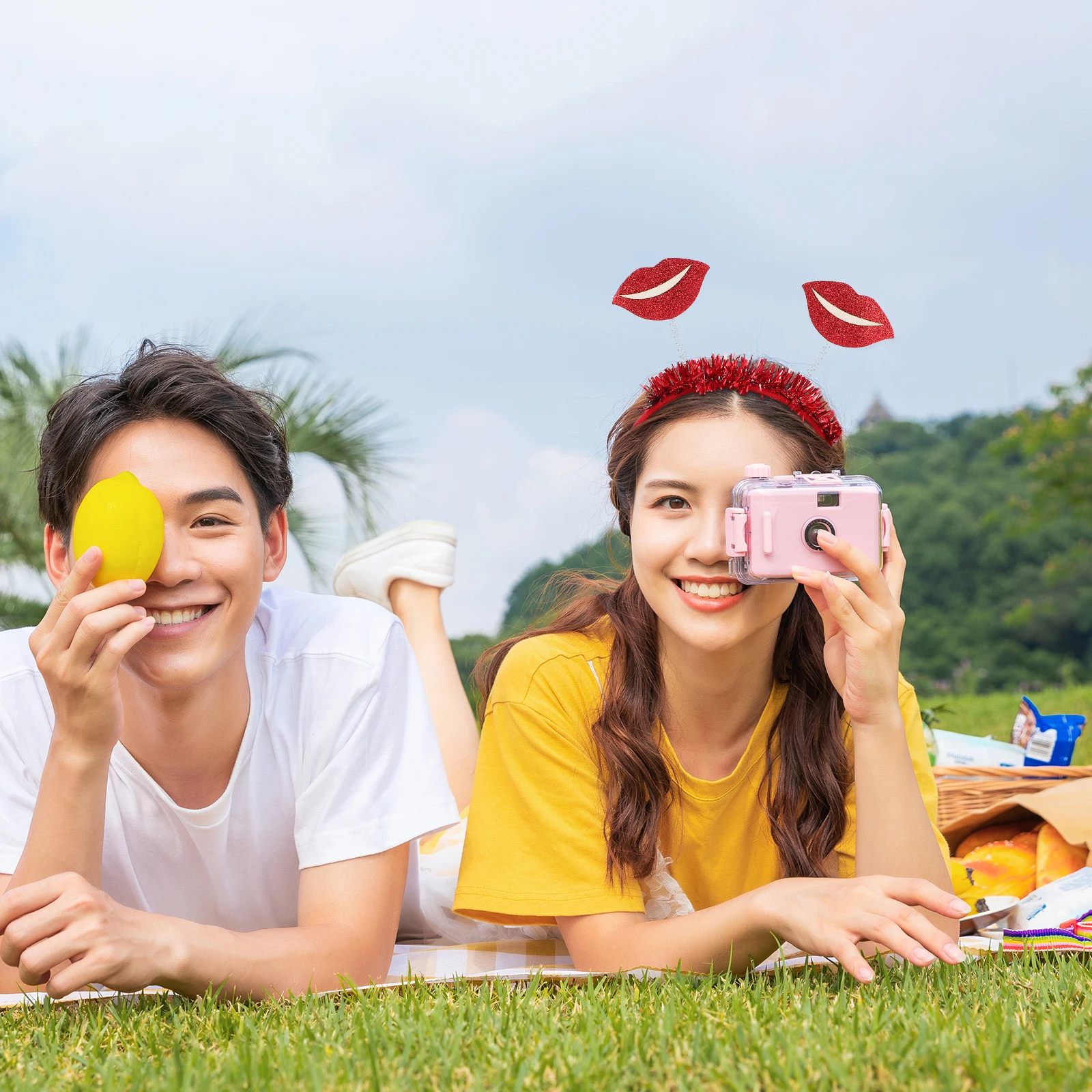 

2pcs Red Lip Headband Valentine'S Day Party Prop Women Hair Decor Headwear For Carnival Stage Performance