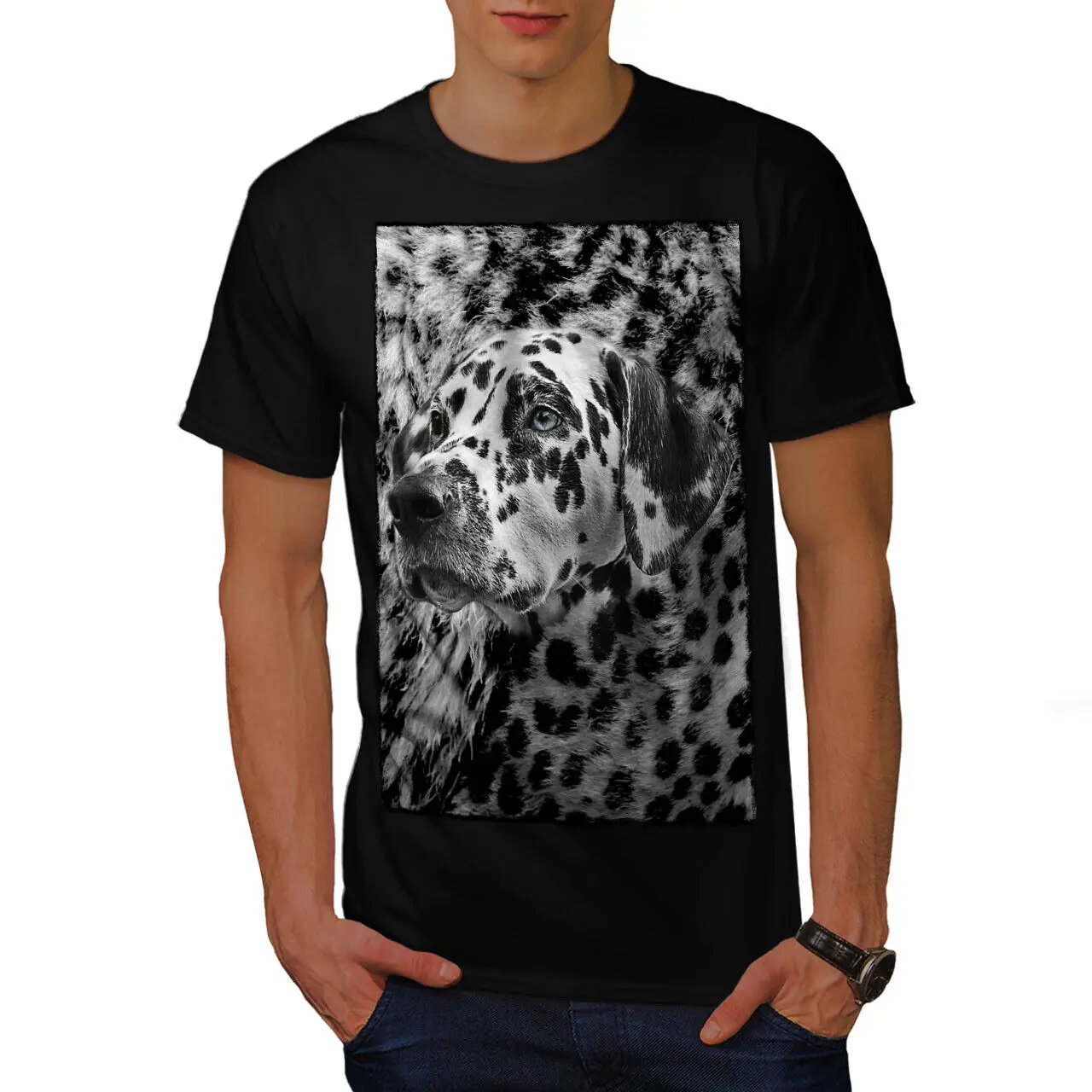 Dalmatian Dog Face Animal Mens T-shirt