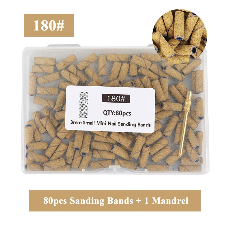 100/80個入り 3mm ミニゼブラネイルサンディングバンドキット ネイルドリルビットアクセサリー付き UVジェルアクリルポリッシュリムーバー ネイルツール用