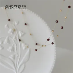 316L Stainless Steel Handmade Gold Bead Chain Natural Garnet Necklace For Women Fashionable And Personalized Versatile