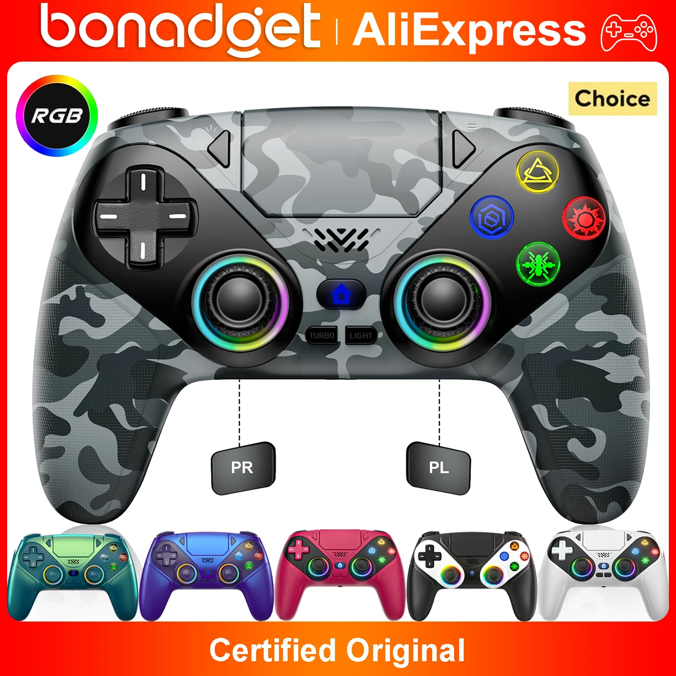 Manette de jeu sans fil pour Playstation 5 PS5/PS5 Pro/Slim/PC avec effets Hall RGB, joystick de contrôle de jeu, programmation Marco/Turbo