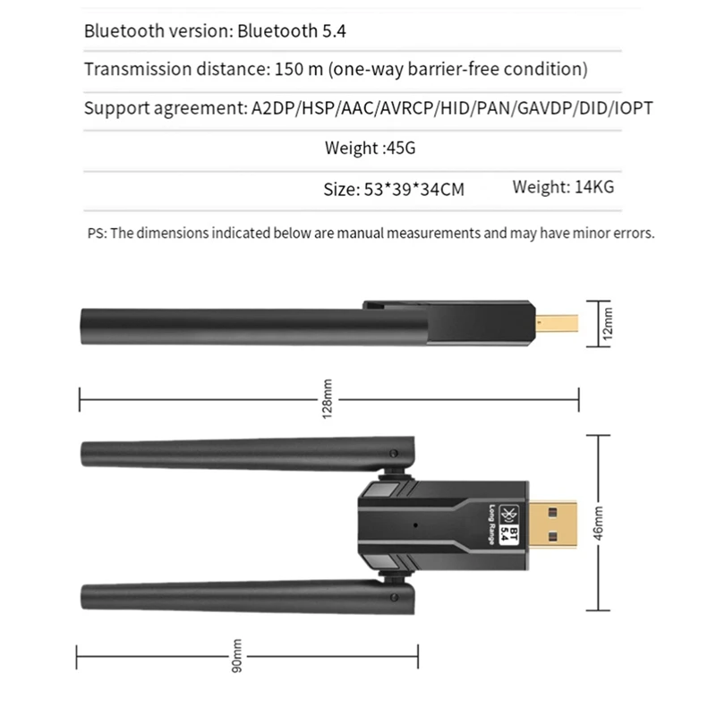 Bluetoothオーディオヘッドセット受信機,USBコンピューター,アンテナ付き送信機,150メートル