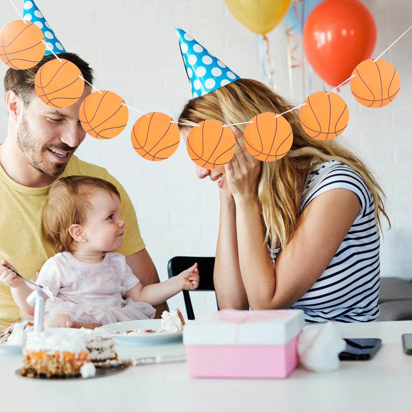 5 قطع من لافتات تزيين كرة السلة، لوازم حفلات لطيفة لعيد الميلاد، لافتة معلقة للاحتفال بالبالغين