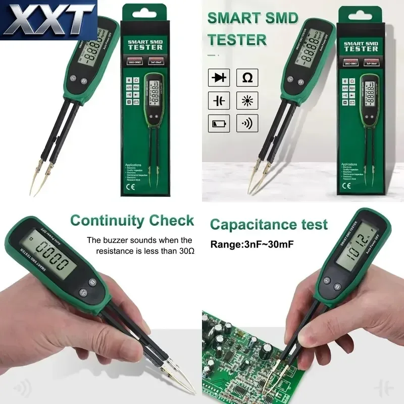 XXT Smart Digital Multimeter Auto Range LCD Display SMD Tester MS8910 3V Lithium Battery Dustproof Capacitance Resistance