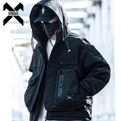 Men Functional Down Jacket 2024 Hooded Tactical White Duck Down Jackets Warm Outwear Coat Hip Hop Streetwear