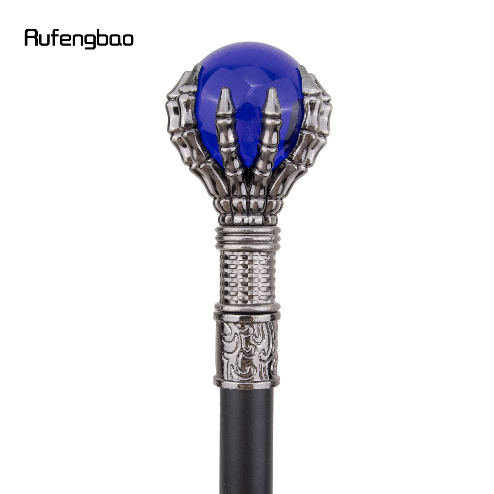 Blue Glass Ball  Steampunk Walking Stick with Hidden Plate Self Defense Fashion Cane Plate Cosplay Crosier Stick 93cm