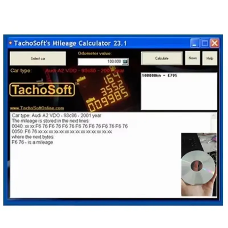 TachoSoft-calculadora de kmetraje 23,1 TachoSoft، برنامج de calculo de contador de kmetraje V23.1 مع ترخيص، SDS #1