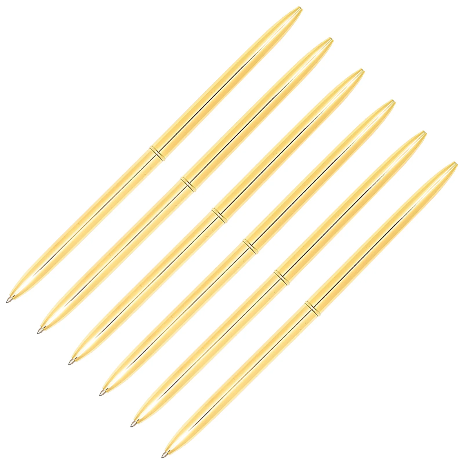 

6pcs Metal Ballpoint Pen Dual Heads Rotation Blue Ink Lightweight For School Office Supplies Gold Writing Instrument