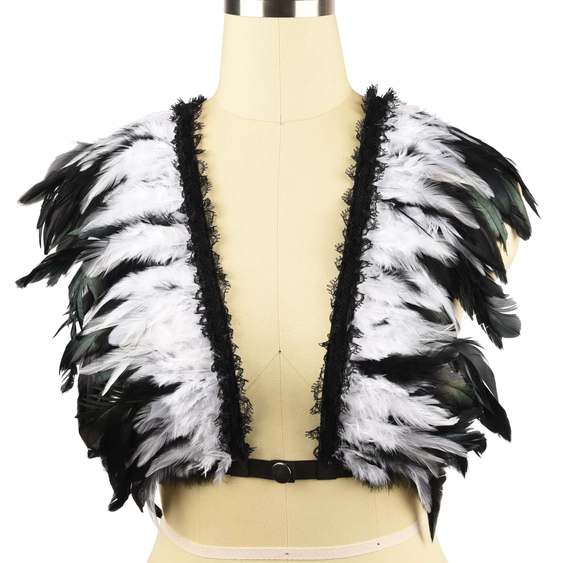 AKYZO Sexy Tank Top for Women, Feathers, Burning Man Gothic Punk Epaulette Rave Body Harness Halloween Party Bralette Burning Ma