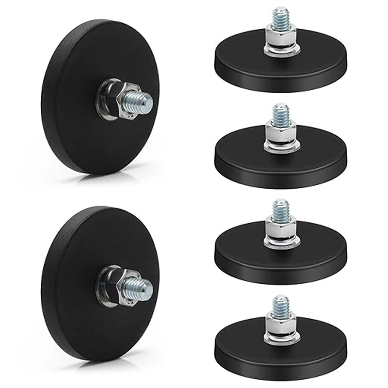 66mm Rubber Coated Magnet M8 Female Base suction cup tool scratch resistant magnet Strong magnetic rubber base  pull 45lb