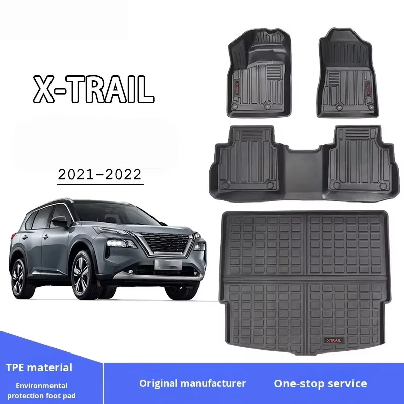 

TPE Car Floor Mats for New X-Trail Rogue 2021-2022 10mm Thick Waterproof Wear-Resistant Full Set