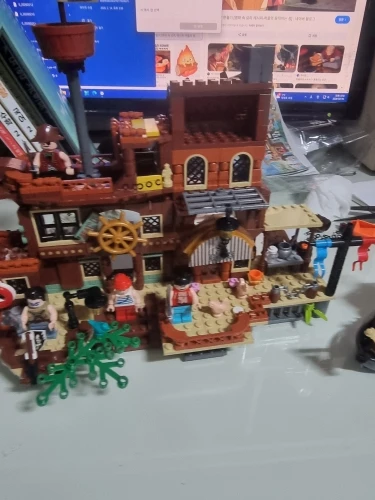 RiceBlock Island Storm Pirate Wharf Building Brick Set | Fortress, Ship & Adventure Scene