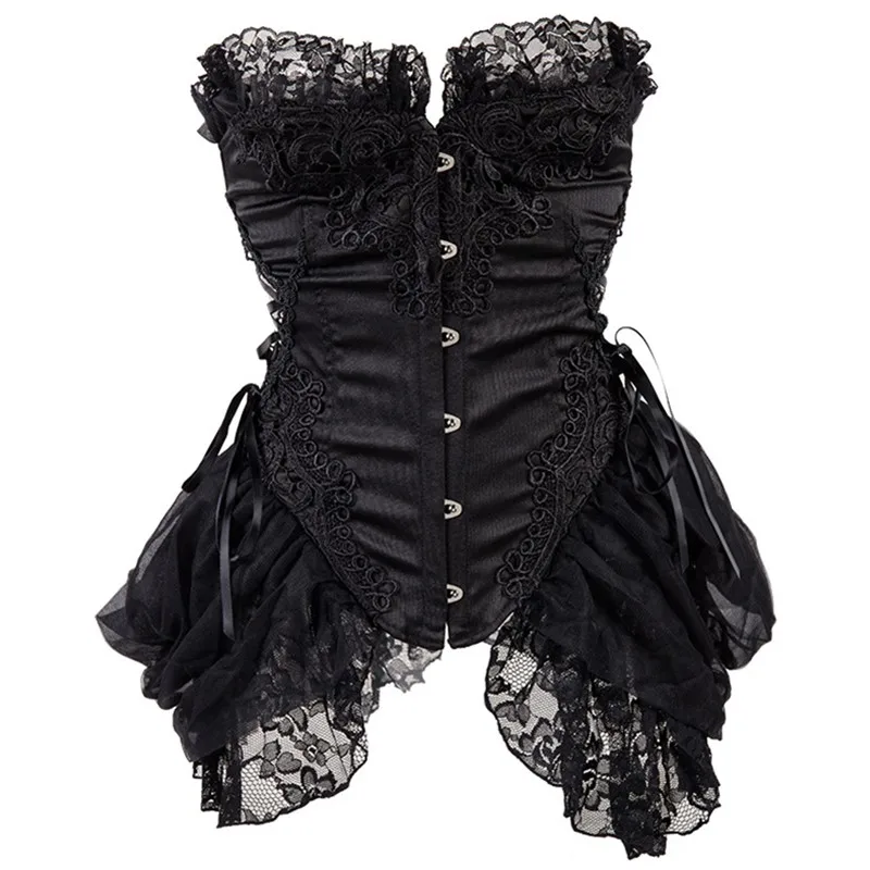 Vintage Victorian Lace Mesh Floral Steampunk Gothic Sexy Corset Women\'s Burlesque Wedding Elegant Bustier Corselet