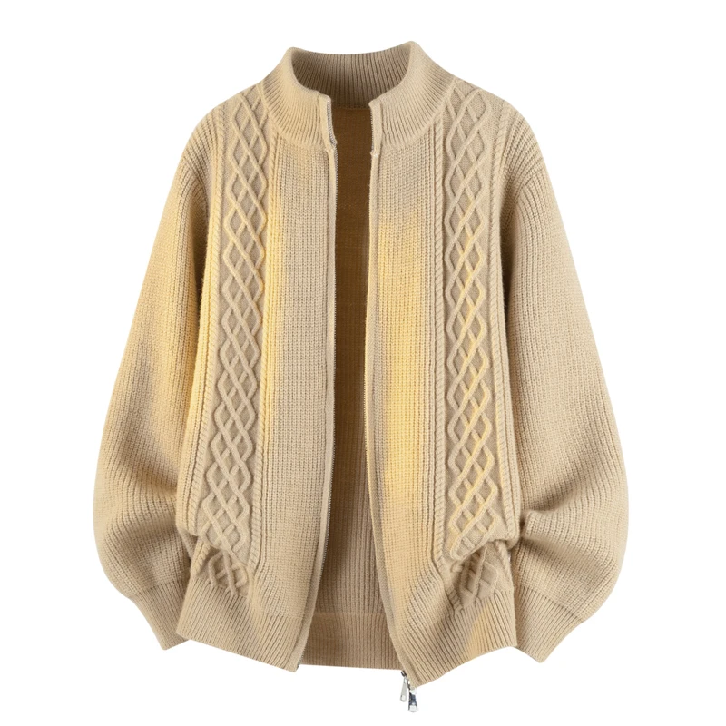 

Высококачественный вязаный кардиган для мужчин: весенне-осенний повседневный свободный свитер-куртка на молнии, легкий, в элегантном стиле