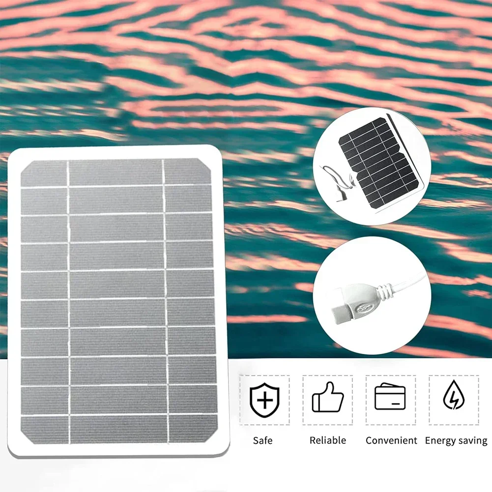 5V 5W Portable Solar Panel With USB Safe Charging Stabilizer Battery Charger  Outdoor Hiking Camping Solar Charging Panel