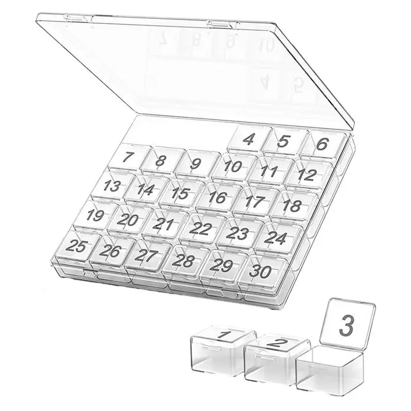 גלולה קופסה חודשית כדורים קומפקטיים ניידים אחסון כדורים חודשי במקרה גדול קיבולת גדולה של גלולות נסיעות נעליים