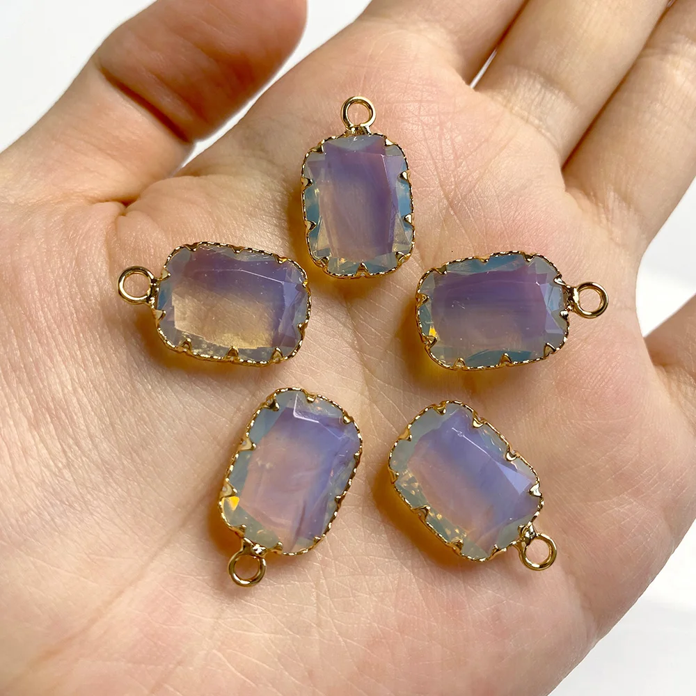 Trendy Rectangle Shape Natural Stone Pendants Tiger Eye Opalites Energy Charms For Jewery Making Earrings Necklace Accessories