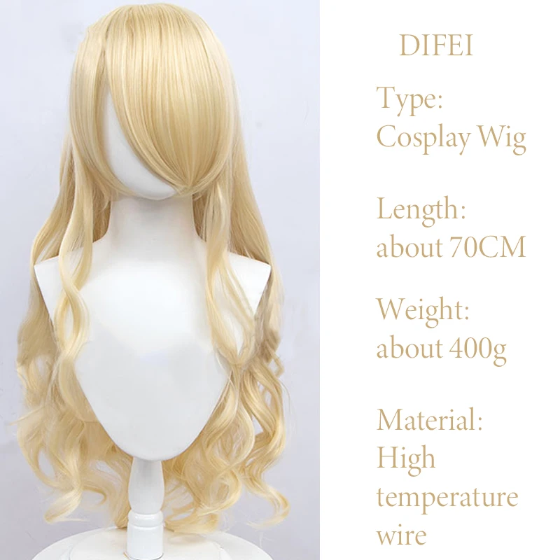 DIFEI Synthetic Cosplay Anime Wig Good quality Long Natural Wavy With Bangs Party Lolita Hair Wigs For Women Pink White Blue